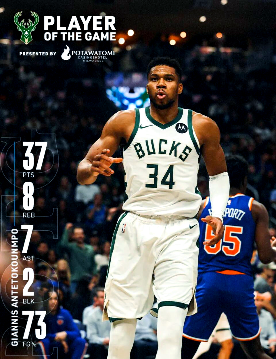 尼克斯险胜雄鹿，字母哥关键制胜的简单介绍